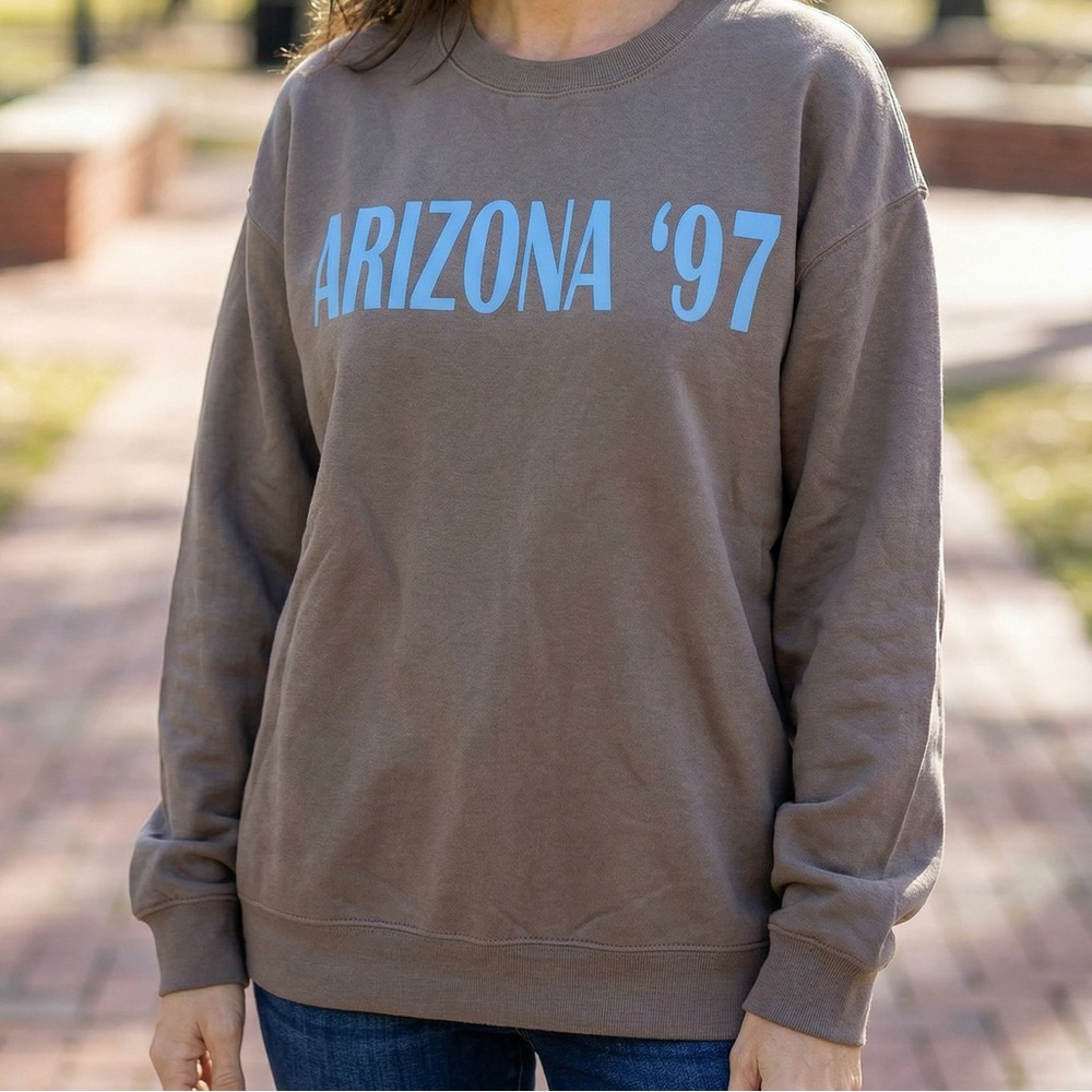 wild fable Brown Crewneck Sweatshirt with Teal "ARIZONA '97" Print - Picture 8 of 9